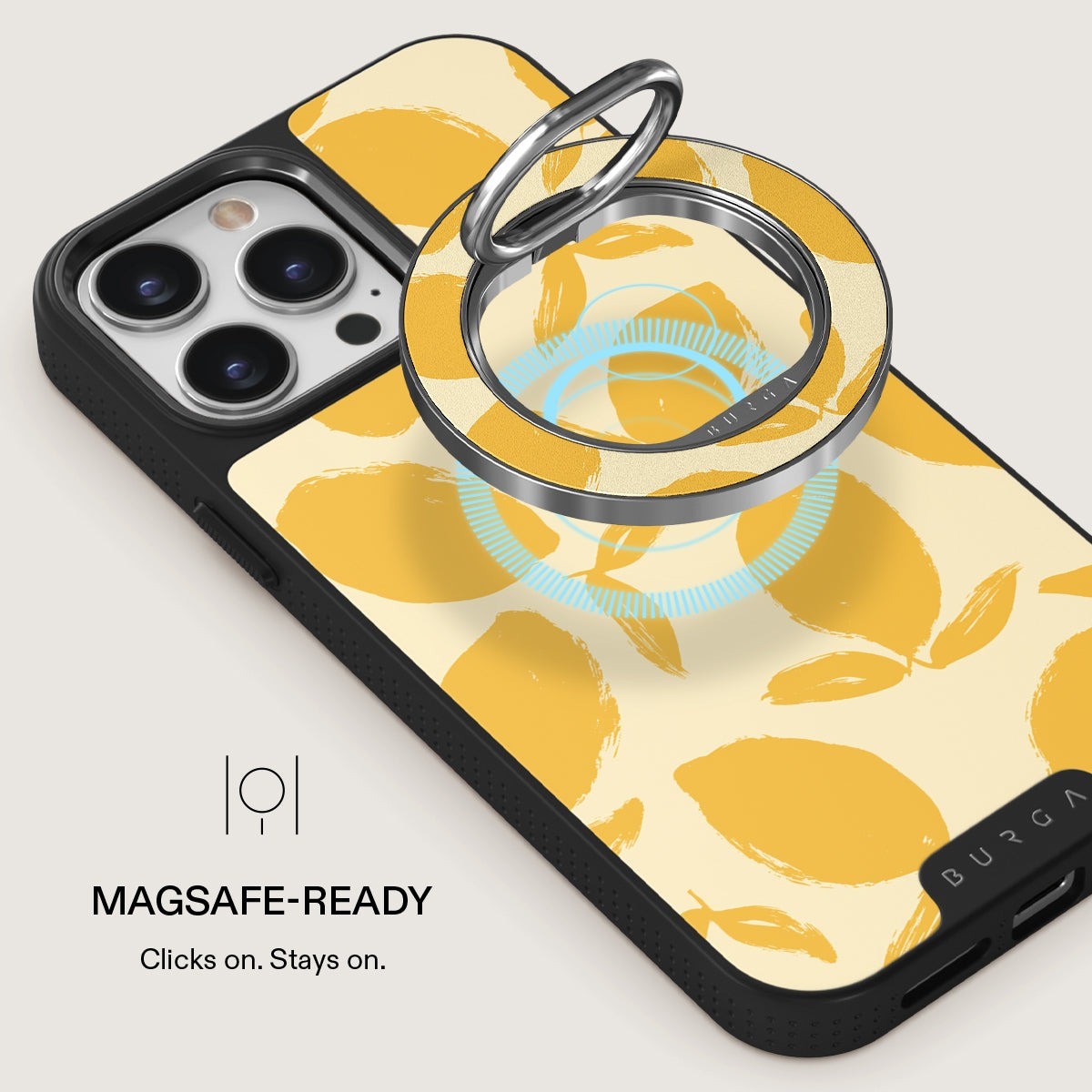 Burga Hållare Mobilring MagSafe Lemon Tart Silver