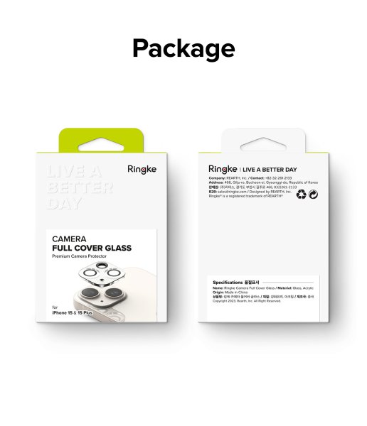 Ringke iPhone 15/iPhone 15 Plus Kameraskydd Camera Protector Glass 2-pack