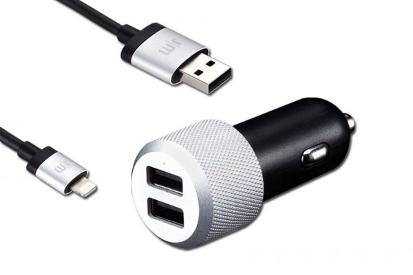 Just Mobile Billaddare Och Lightning Kabel Highway Max Svart Silver