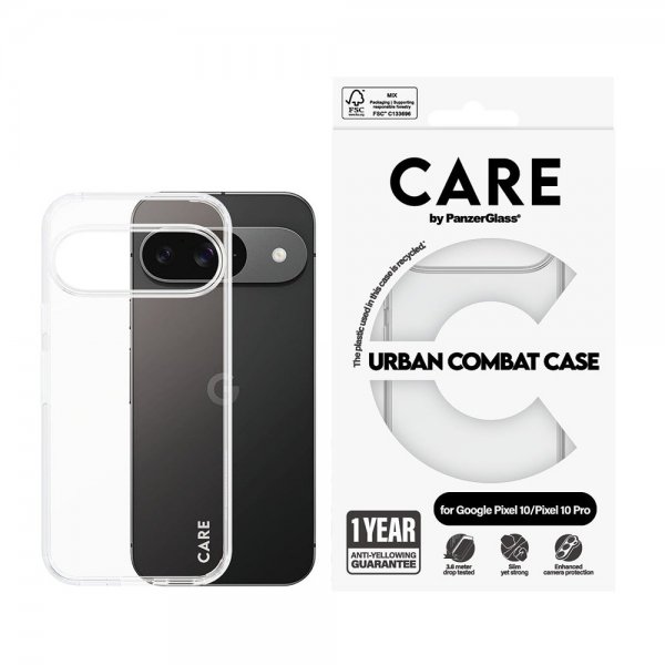 CARE by PanzerGlass Google Pixel 10/Pixel 10 Pro Skal Urban Combat Transparent