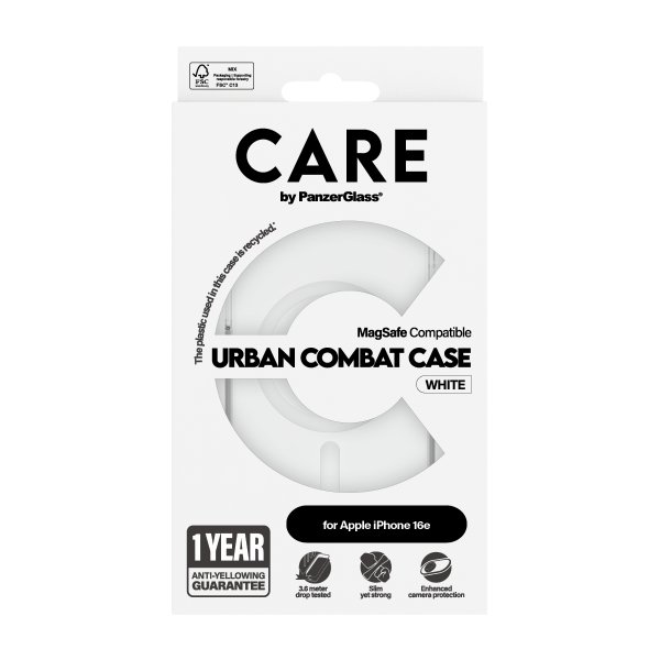 CARE by PanzerGlass iPhone 16e/17e Skal Urban Combat MagSafe Vit