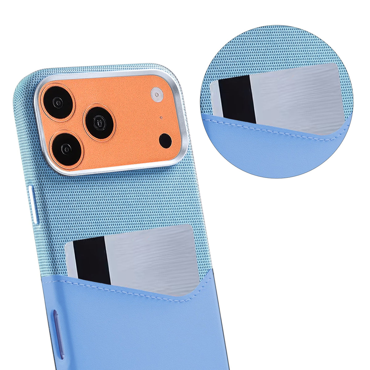 iPhone 17 Pro/iPhone 18 Pro Skal Läder Korthållare MagSafe Blå