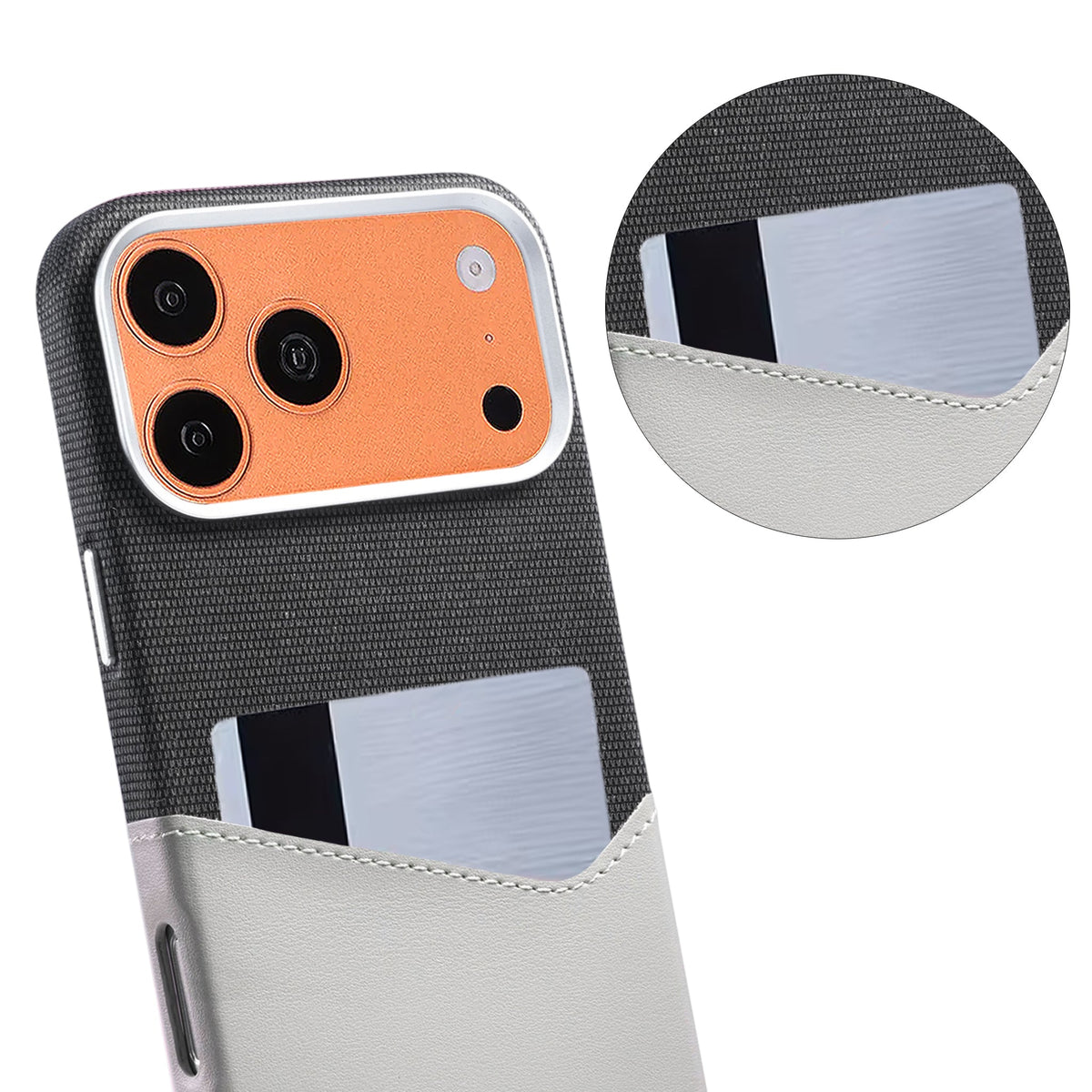 iPhone 17 Pro/iPhone 18 Pro Skal Läder Korthållare MagSafe Grå