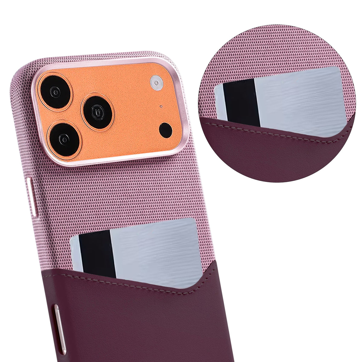 iPhone 17 Pro Max/iPhone 18 Pro Max Skal Läder Korthållare MagSafe Lila