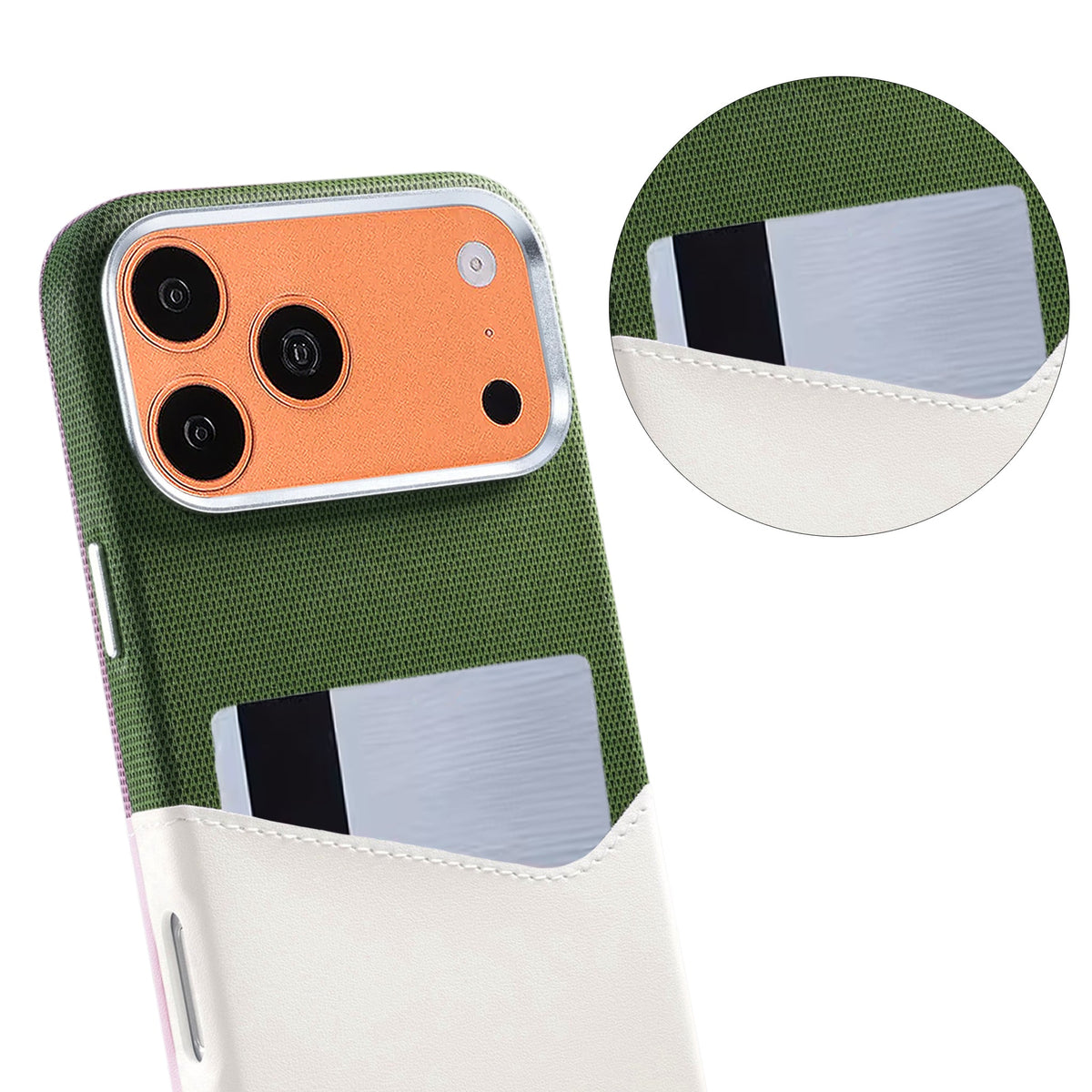 iPhone 17 Pro Max/iPhone 18 Pro Max Skal Läder Korthållare MagSafe Vit