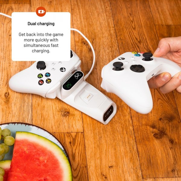 Fixed Dubbel Laddningsdocka till Xbox Series S, X och One Kontroller Vit