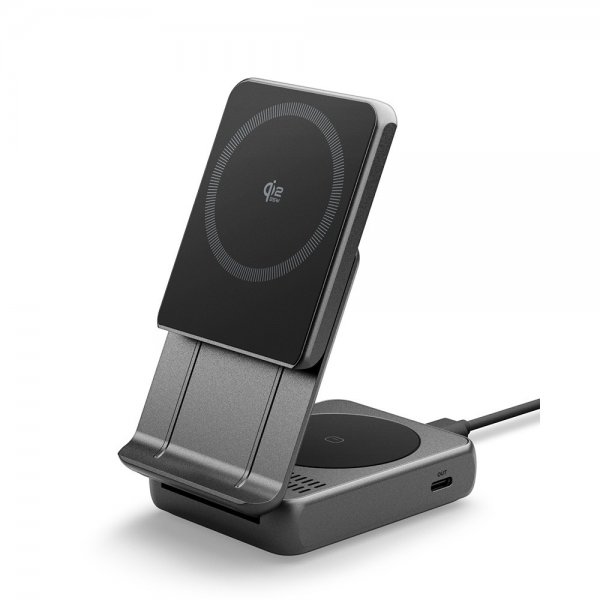 Spigen Essential 2-i-1 Vikbar Laddningsstation MagSafe Qi2 25W