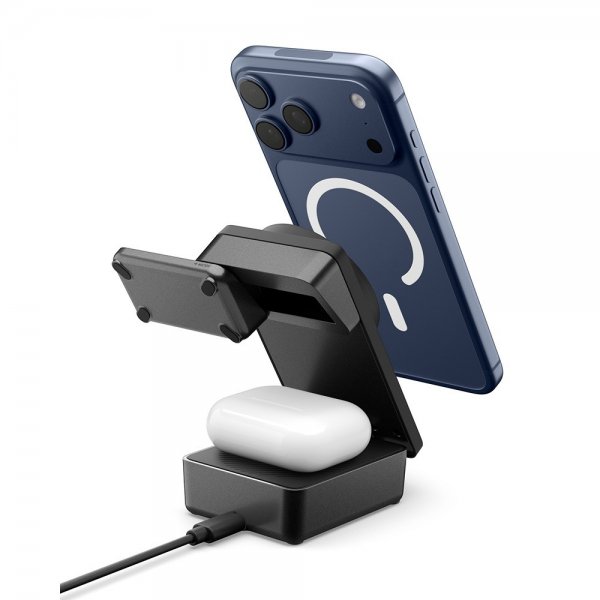 Spigen Essential 3-i-1 Vikbar Laddningsstation MagSafe Qi2 25W