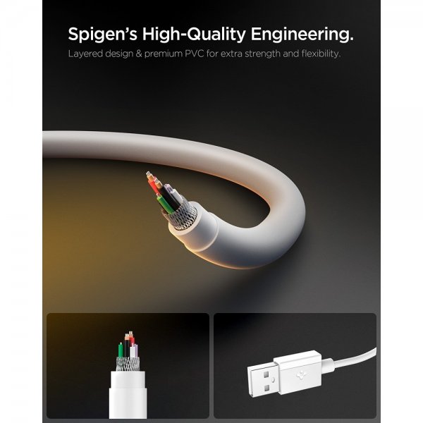 Spigen Essential Kabel USB-A till USB-C 60W 2m Vit