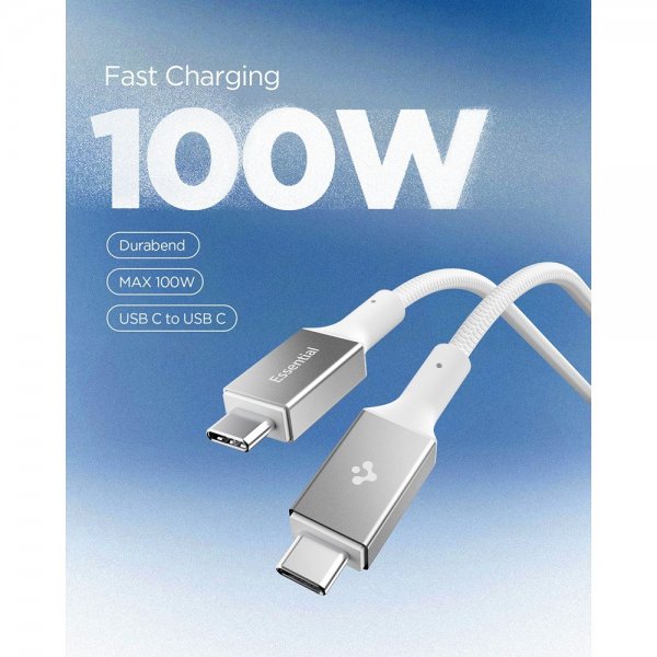 Spigen Essential Kabel USB-C till USB-C 100W 1m Vit