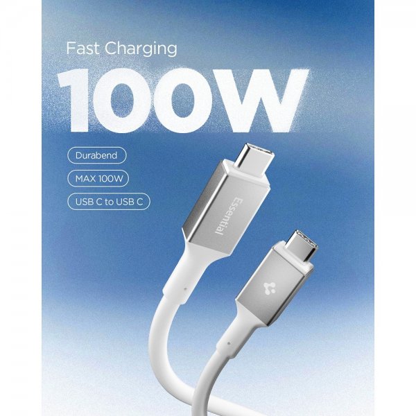Spigen Essential Kabel USB-C till USB-C 100W 2m Vit