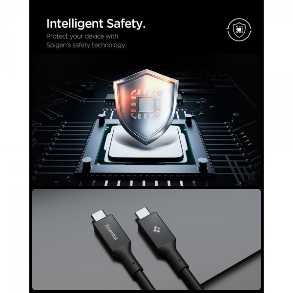 Spigen Essential Kabel USB-C till USB-C 240W 1.2m Svart