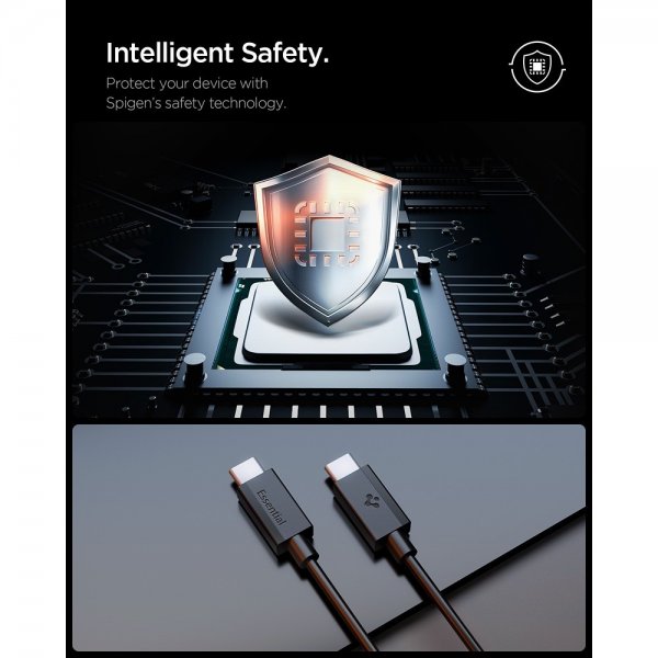 Spigen Essential Kabel USB-C till USB-C 60W 2m Svart