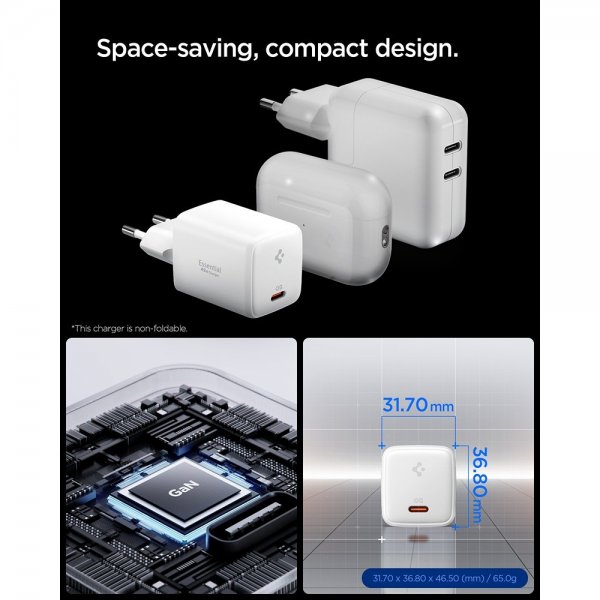 Spigen Essential Laddare 45W USB-C Vit