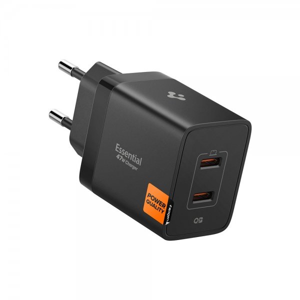 Spigen Essential Laddare 47W 2xUSB-C Svart