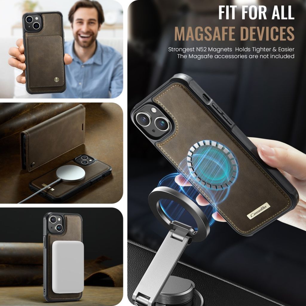 CaseMe iPhone 15 Fodral C49 Series Brun