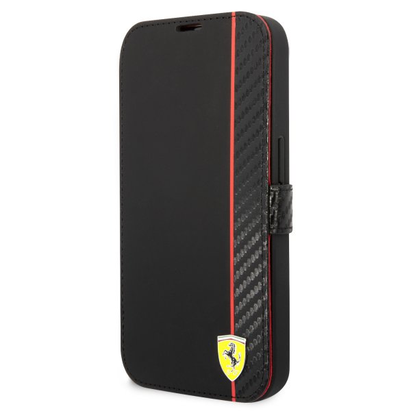 Ferrari iPhone 14 Pro Fodral Carbon Effect Metal Logo Svart