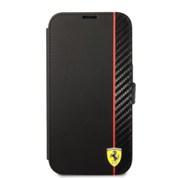 Ferrari iPhone 14 Pro Fodral Carbon Effect Metal Logo Svart