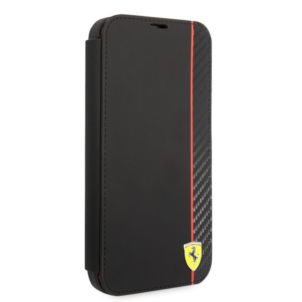Ferrari iPhone 14 Pro Max Fodral Carbon Effect Metal Logo Svart