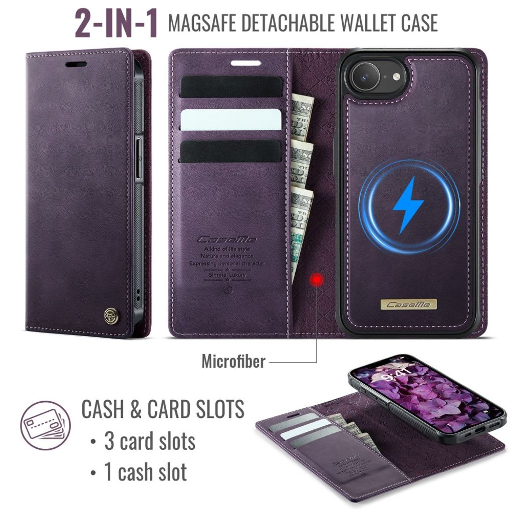 CaseMe iPhone 16e/iPhone 17e Fodral C49 Series Lila