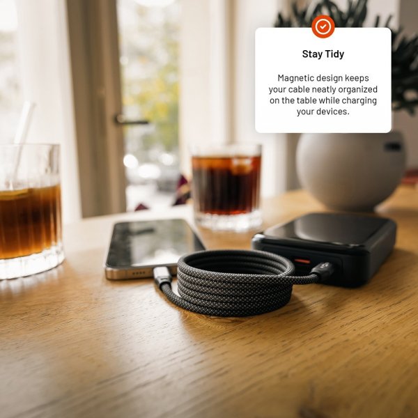 Fixed Kabel Magnetisk USB-C till USB-C 240W 2m