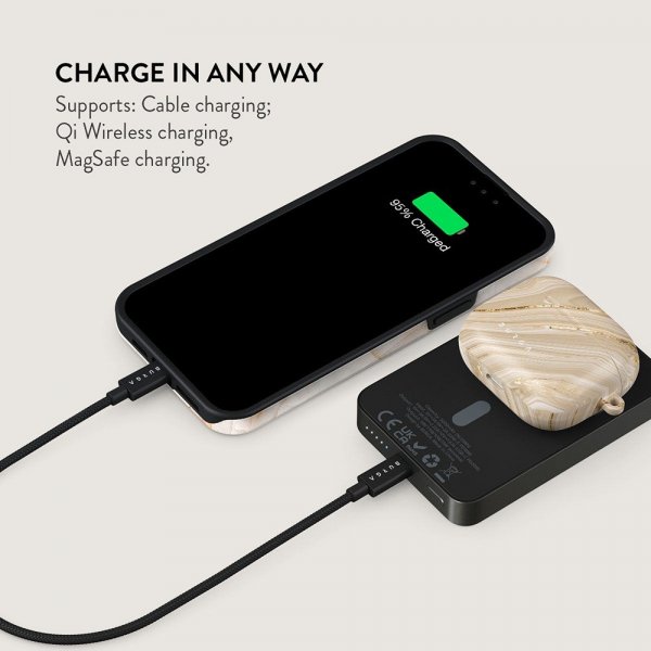 Burga Powerbank MagSafe 5000 mAh Full Glam Metallgrå