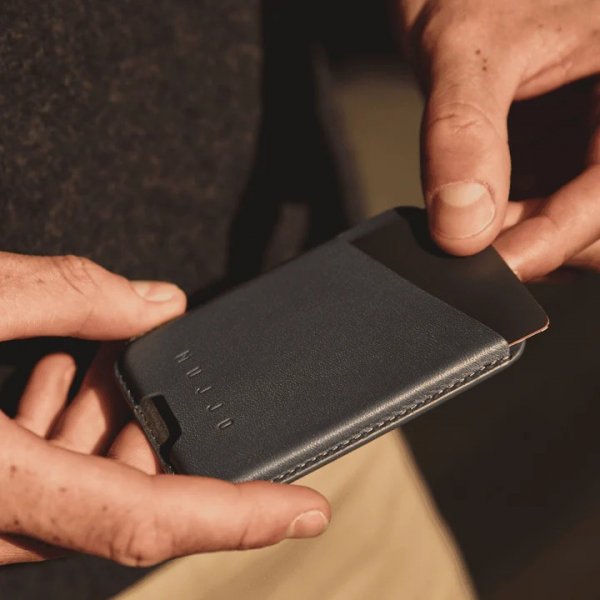 Mujjo Korthållare Full Leather Magnetic Wallet Steel Blue