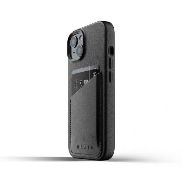 Mujjo iPhone 13 Skal Full Leather Wallet Case Svart