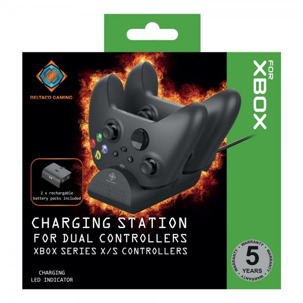Deltaco Gaming Laddningsstation med batteripack för två Xbox Series X/S Kontroller
