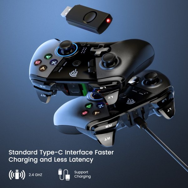 EasySMX Arion 9110 Programmable Keys Wireless Game Controller Svart