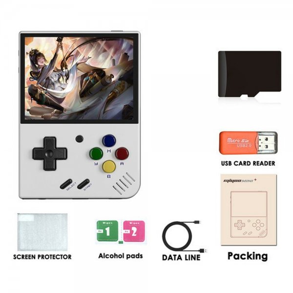 Miyoo Mini+ Handhållen Spelkonsol Retro 3.5" 64GB Vit
