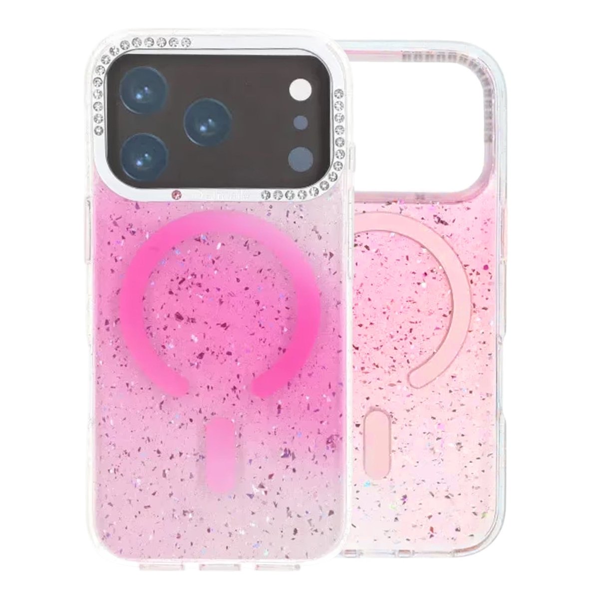 iPhone 17 Pro Skal Glitter Diamond MagSafe Rosa