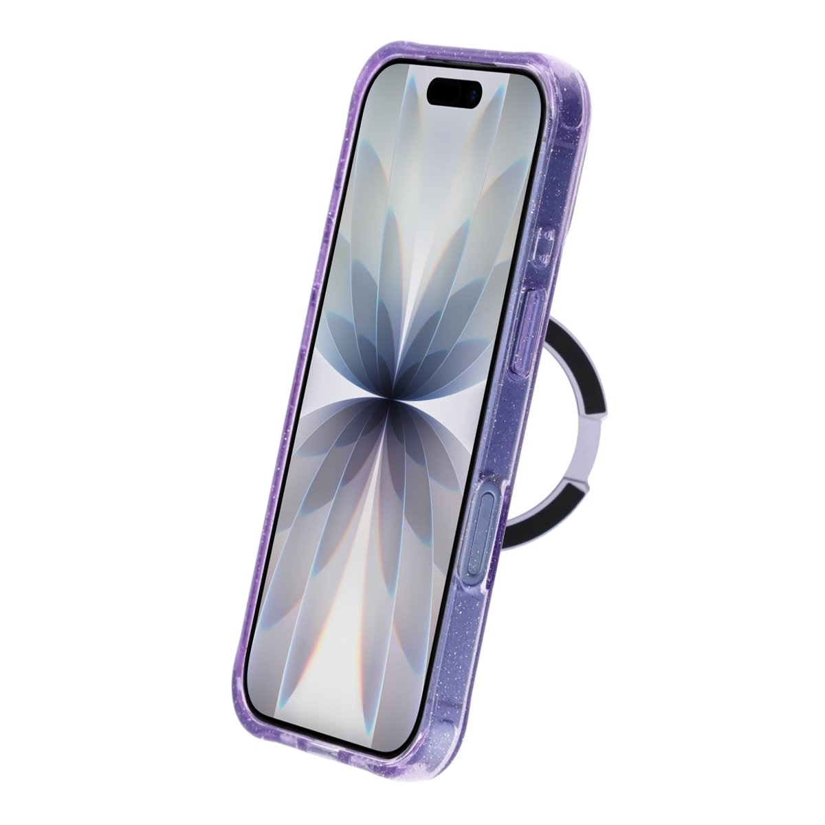 iPhone 17 Skal Glitter Stativ MagSafe Lila