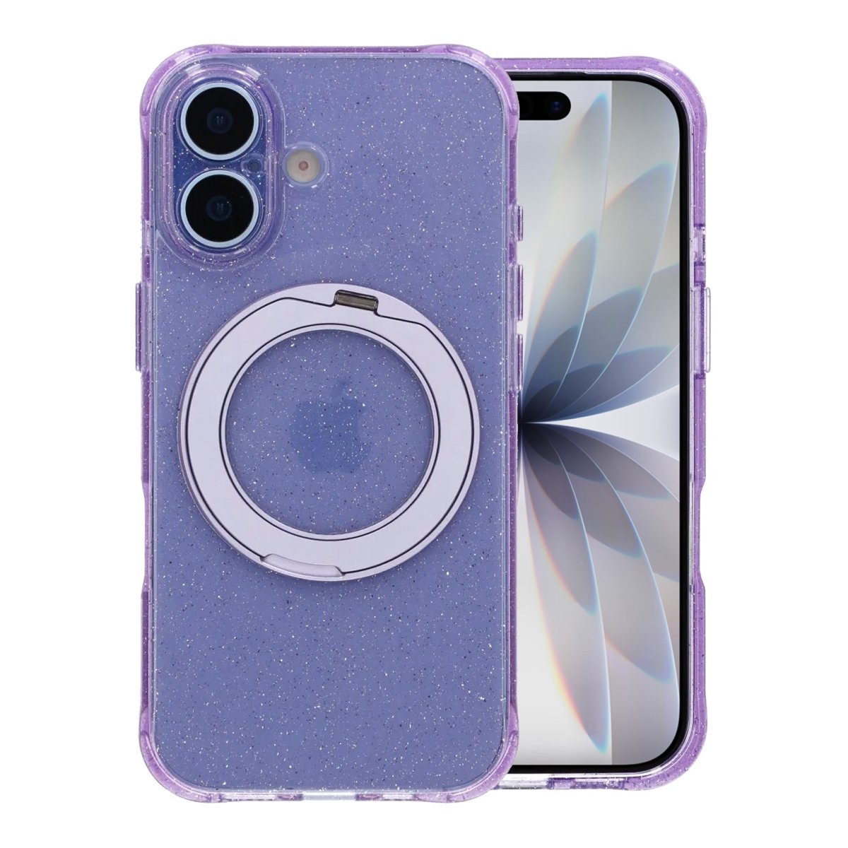 iPhone 17 Skal Glitter Stativ MagSafe Lila