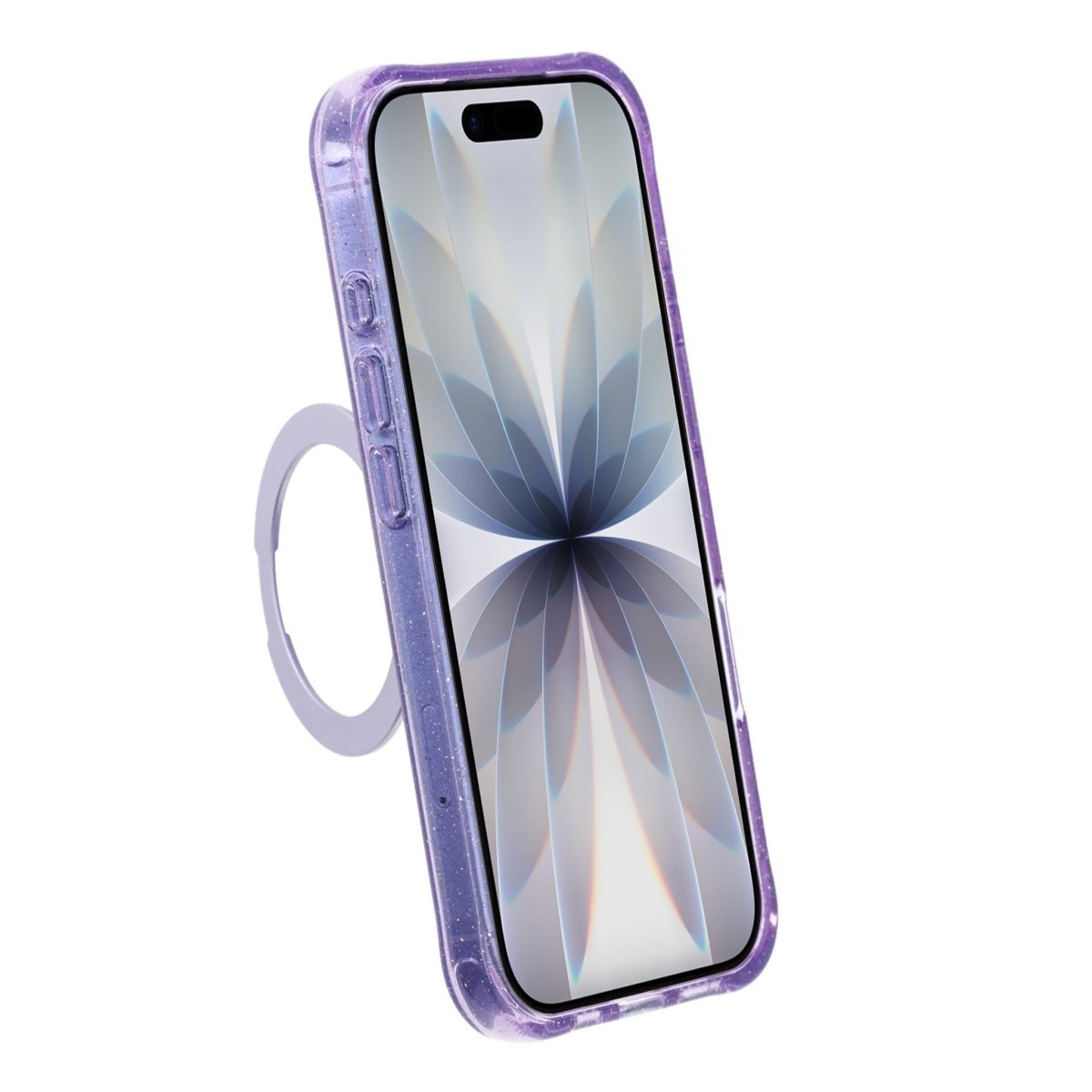 iPhone 17 Skal Glitter Stativ MagSafe Lila