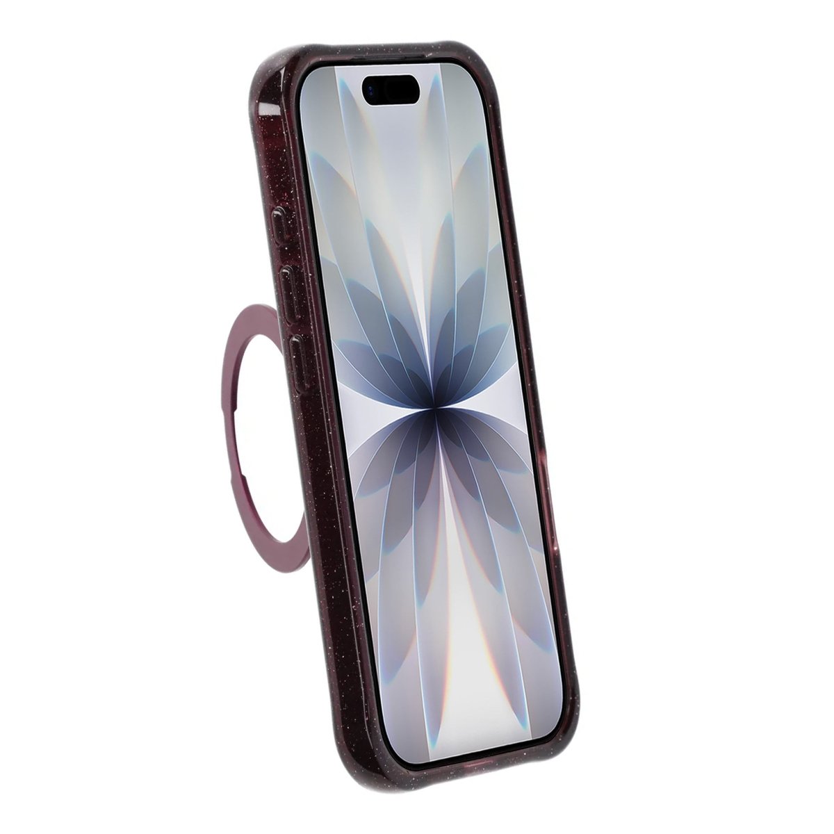 iPhone 17 Skal Glitter Stativ MagSafe Mörkröd