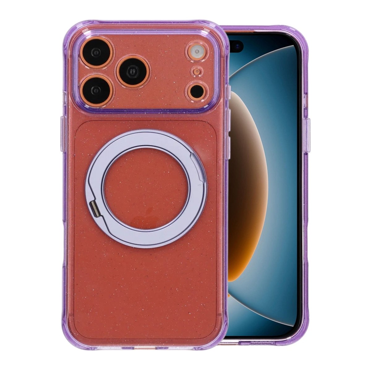 iPhone 17 Pro/iPhone 18 Pro Skal Glitter Stativ MagSafe Lila