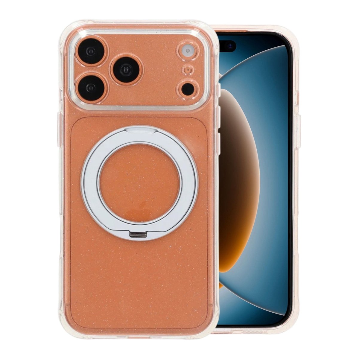 iPhone 17 Pro/iPhone 18 Pro Skal Glitter Stativ MagSafe Vit