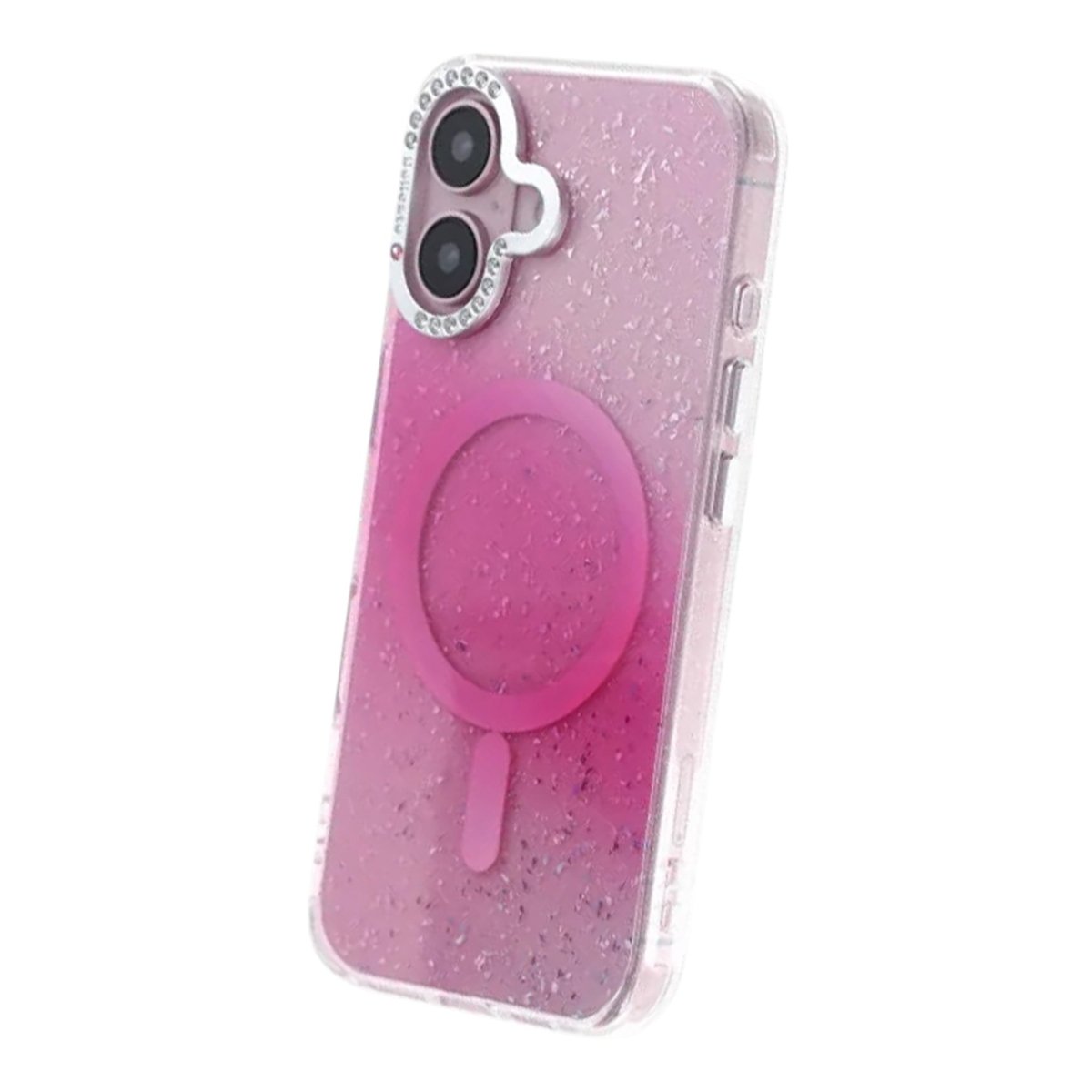 iPhone 16 Skal Glitter Diamond MagSafe Rosa