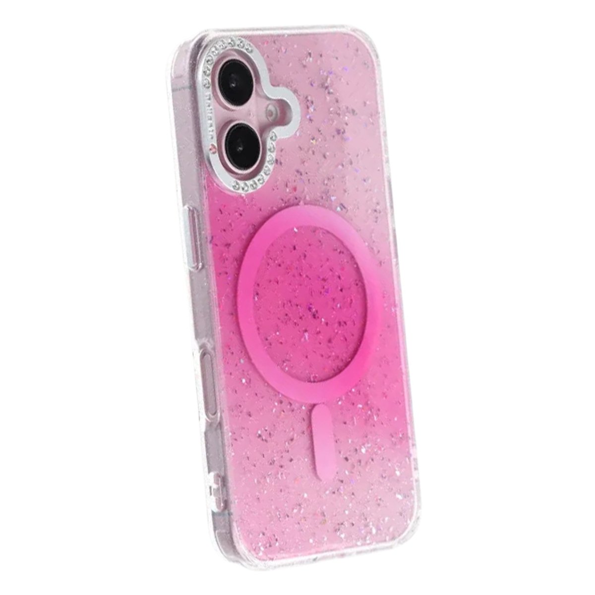 iPhone 16 Skal Glitter Diamond MagSafe Rosa