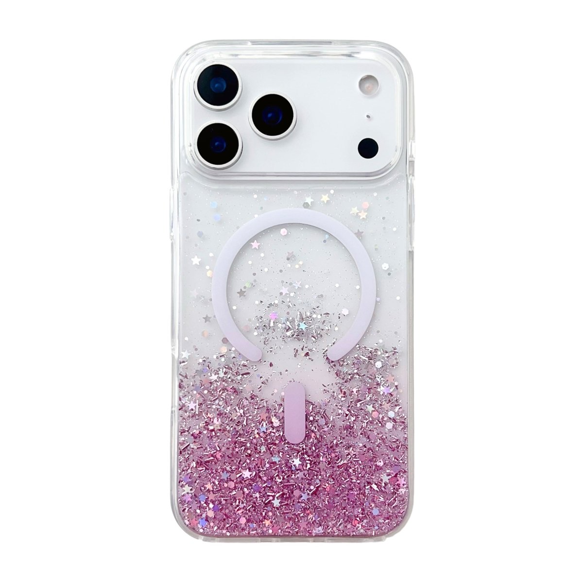 iPhone 17 Pro Skal Glitter Stjärnor MagSafe Rosa