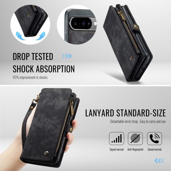 CaseMe Google Pixel 10/Pixel 10 Pro Fodral 008 Series Löstagbart Skal Svart