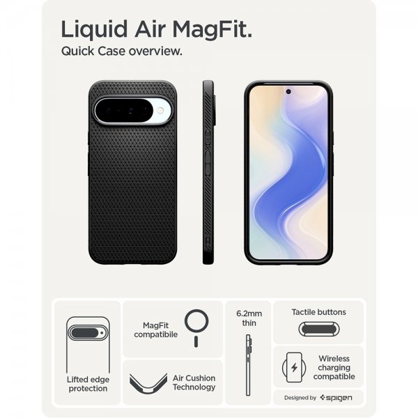 Spigen Google Pixel 10/Pixel 10 Pro Skal Liquid Air MagFit Matte Black