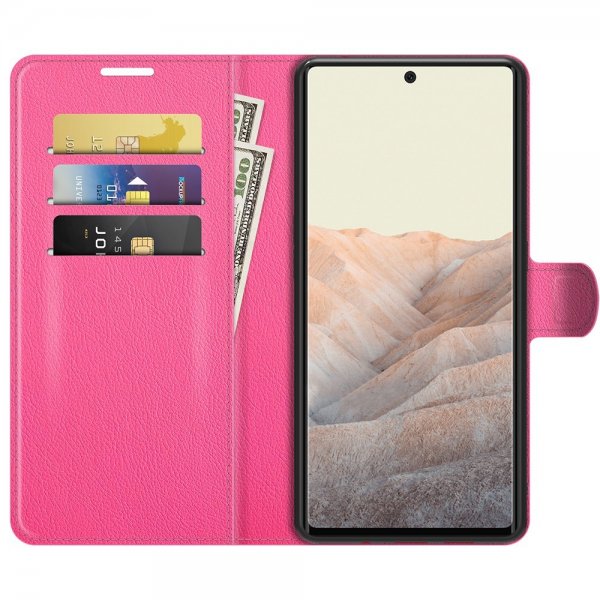Google Pixel 6 Fodral Litchi Magenta