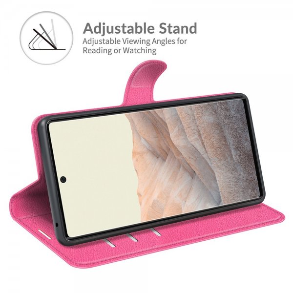 Google Pixel 6 Fodral Litchi Magenta