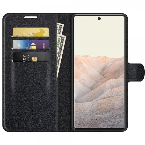 Google Pixel 6 Pro Fodral Litchi Svart