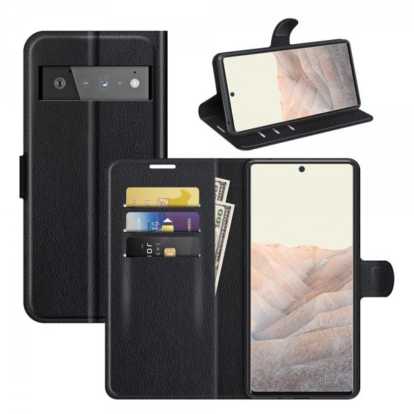 Google Pixel 6 Pro Fodral Litchi Svart