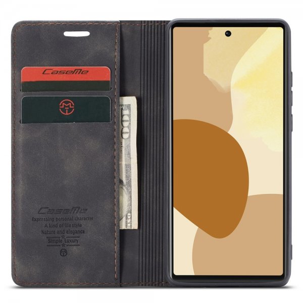 CaseMe Google Pixel 6 Pro Fodral Retro Flip Svart