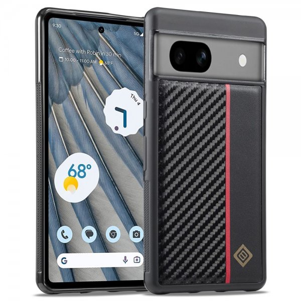 Lc.Imeeke Google Pixel 7 Skal Kolfibertextur Röd Stripe Svart