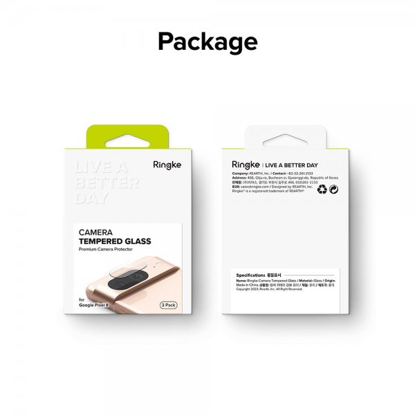 Ringke Google Pixel 8 Kameraskydd Camera Protector Glass 3-pack